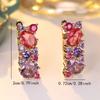 Vintage Rose Red Purple Zircon Earrings for Women Gold Color Ethnic Wedding Party Daily Accessories Jewelry