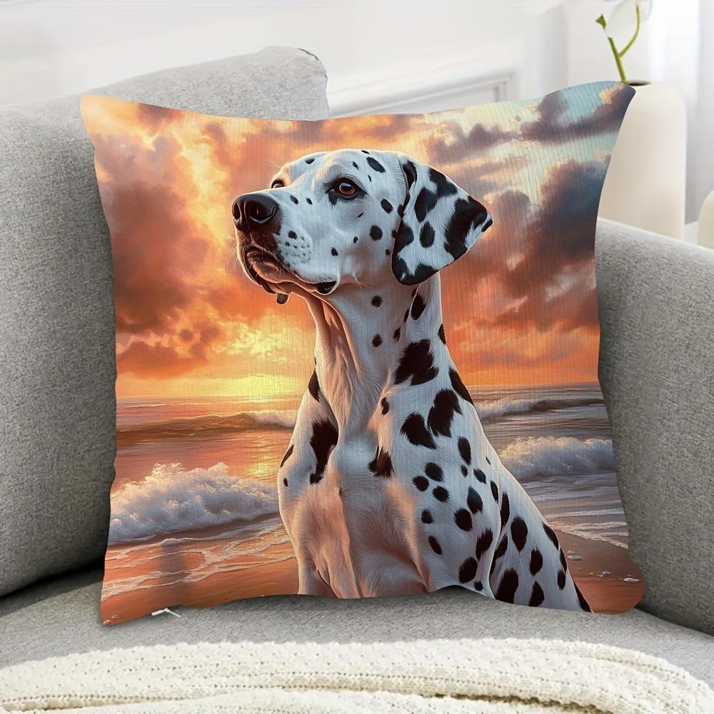 

pcs Short Plush Dalmatian at Sunset Beach Pillow Cover x Inch Double Sided Print Cushion Case 40cmx40cm