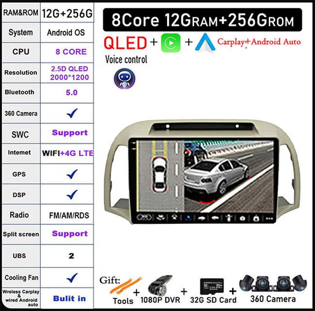 QLED Screen DSP For Nissan March 2002 - 2010 Android 14 Car Radio GPS Multimedia Video Player Stereo Navigation