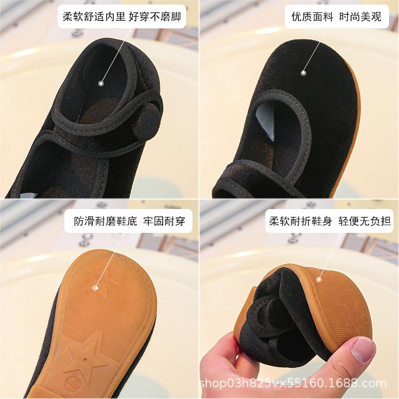 Autumn new girls' leather shoe soft soled child shoes fashion girls single shoe velvet girl shoe anti slip girl princess shoes