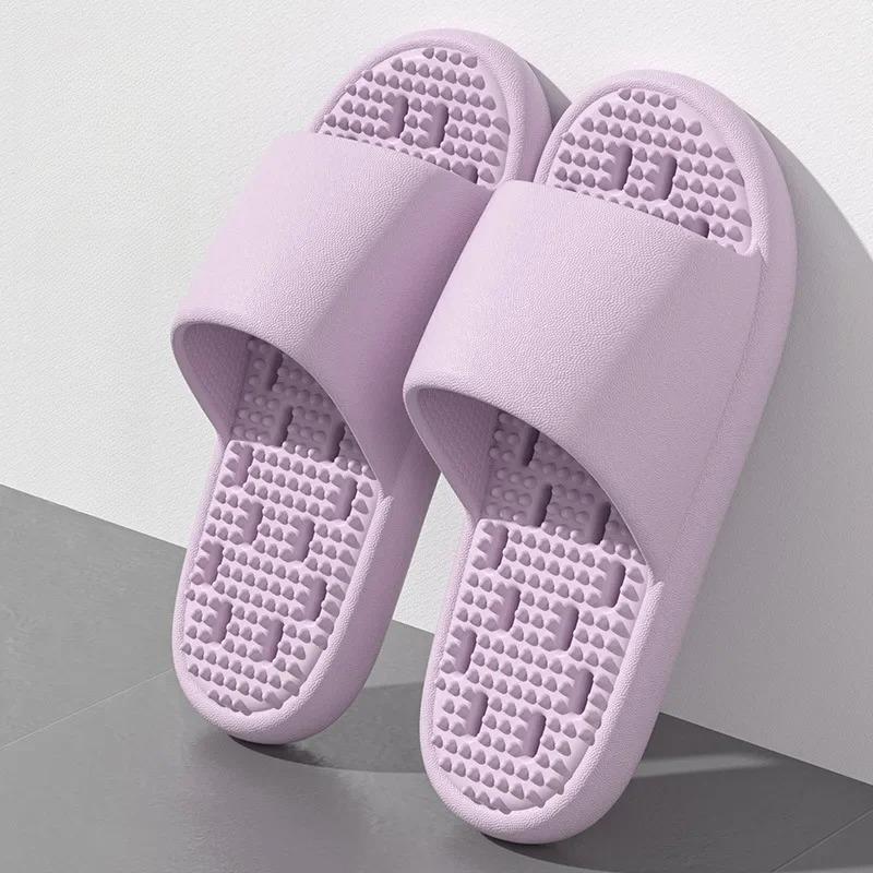 Bathroom bath anti-slip slippers, all-season indoor home leakage quick-drying thick-soled massage breathable cooling slippers