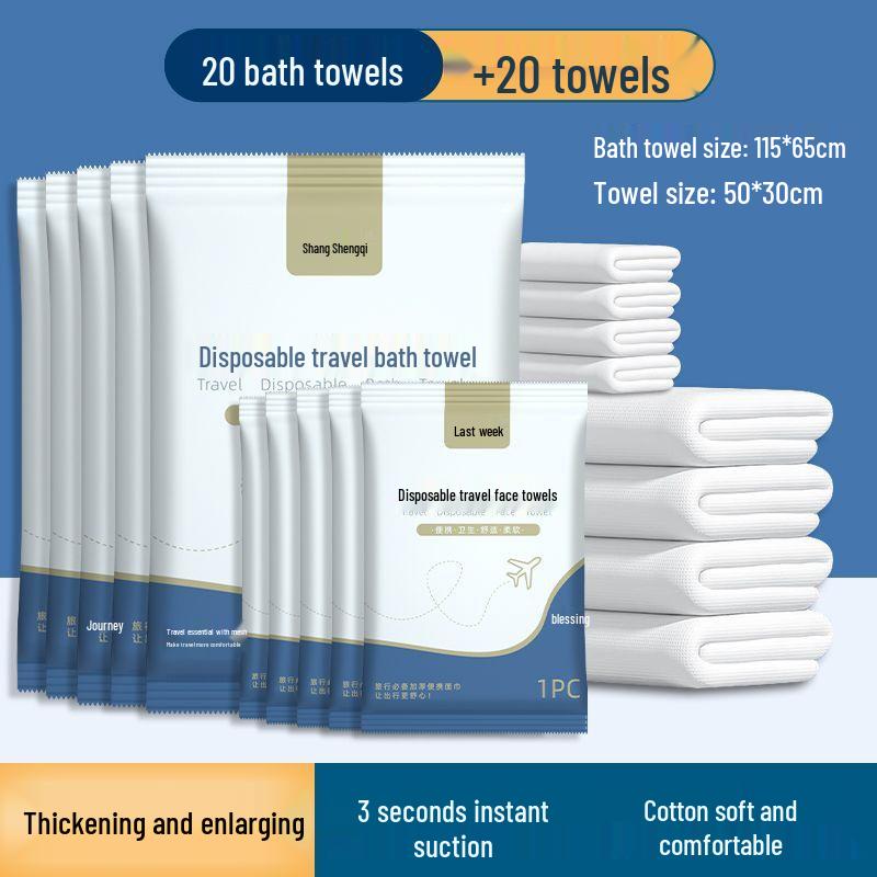 Individually Packaged Thick Disposable Bath Towel for Travel and Home Use - Soft and Comfortable