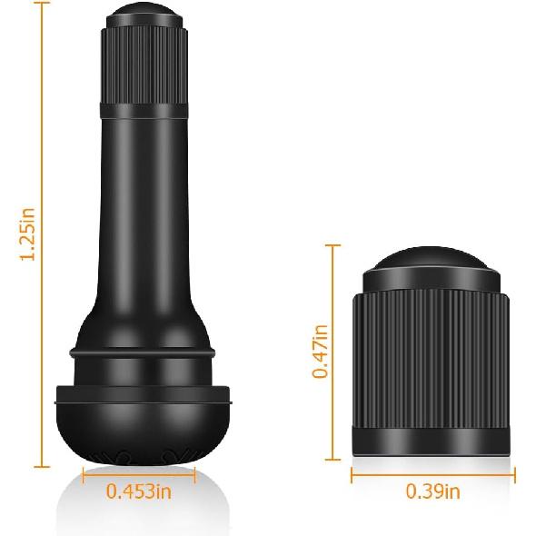 Mandark 100PCS Car TR413 Tire Valve Stems, Rubber Snap-In Automotive Valve Stems, Vehicle 0.453 Inch Tubeless Rim Holes Valve Stem Replacement