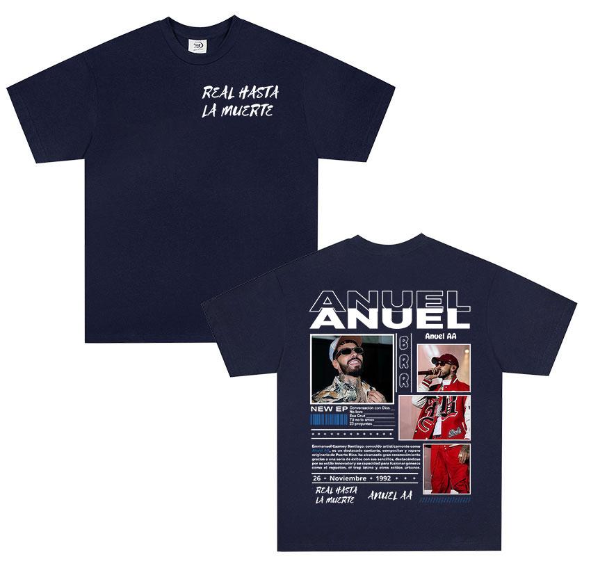 Rapper Anuel AA Real Hasta La Muerte Tour 2025 Album T Shirts Mens Fashion Hot Sale Tshirt Hip Hop Gothic Short Sleeve Tshirt