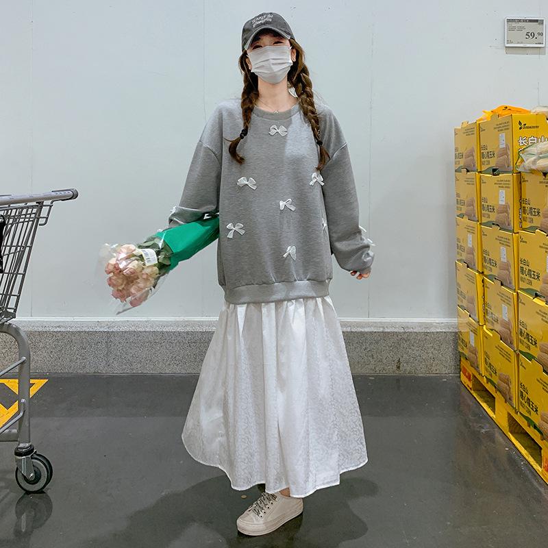 

Трендовое платье-свитер из двух частей с акцентом на банте XL for up to 70 kg