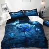 3D Red Rose Water Drop Duvet Cover Set Dark Floral Print Bedding Quilt Cover With Pillowcases Single Full Queen King Bedroom