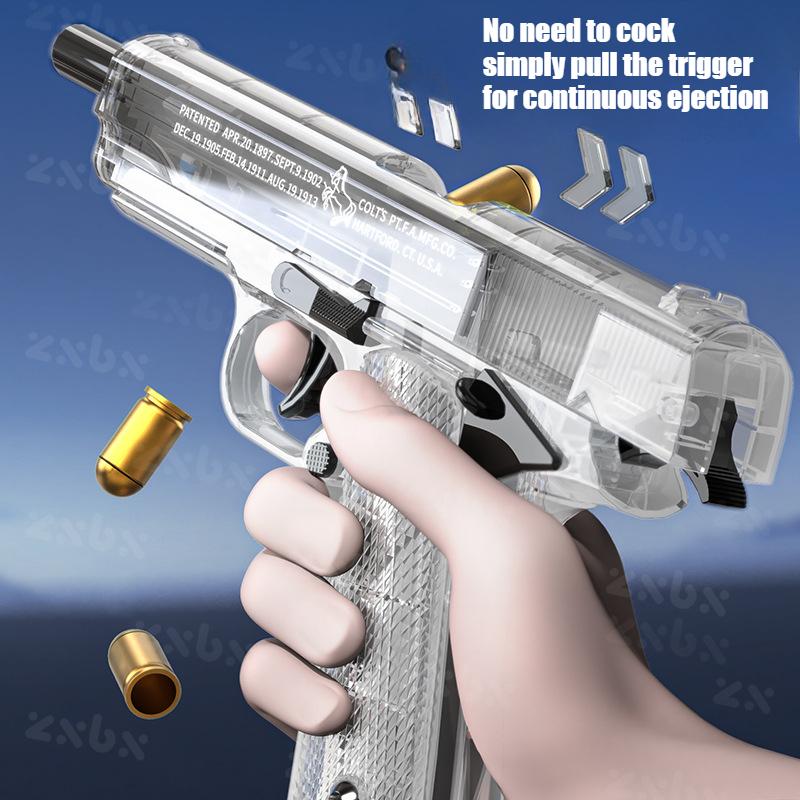 1911 Transparent Shell Ejecting Gun Non-firing Pistol Model with Magazine Cartridge Case Boys Toy Gun for Birthday Xmas Gifts