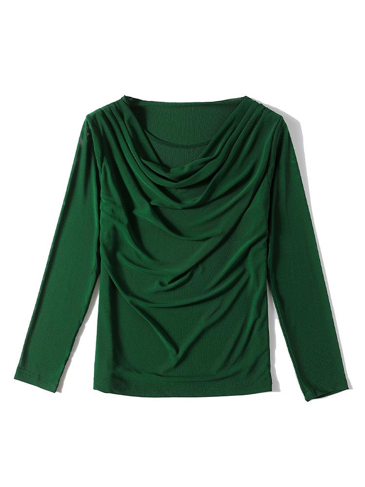 2023 Black Mesh Lace Top: Women's Fashionable Spring & Autumn Bottoming Shirt