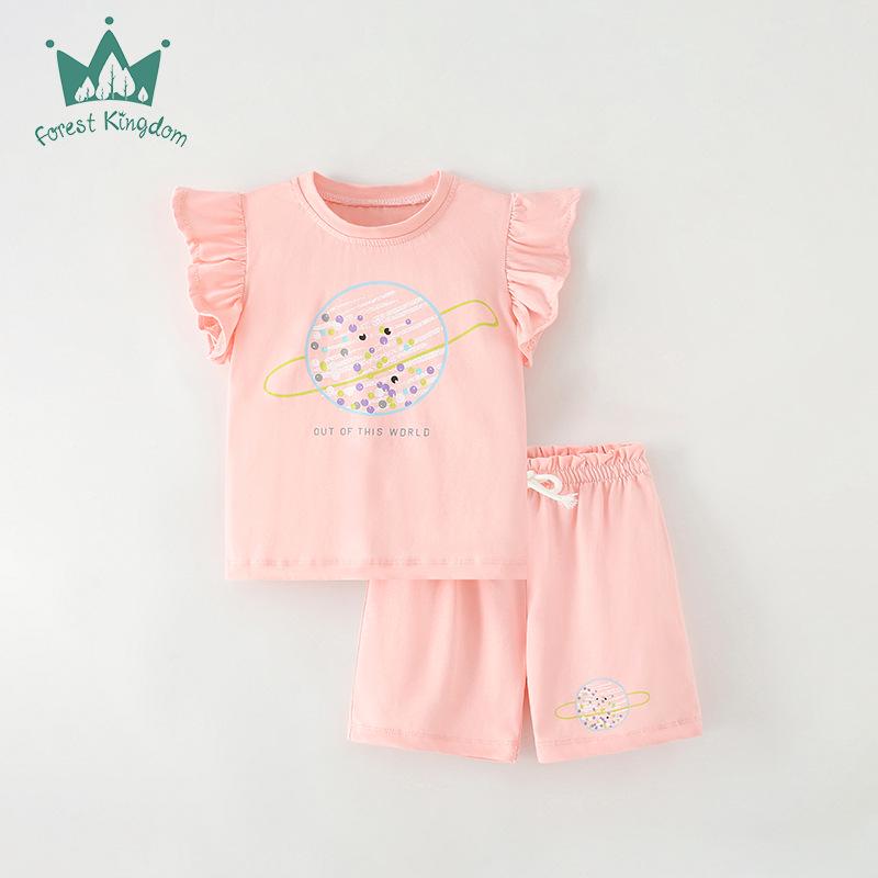 

Kids Summer Short Sleeve T-shirt & Shorts Set - European & American Style 90cm