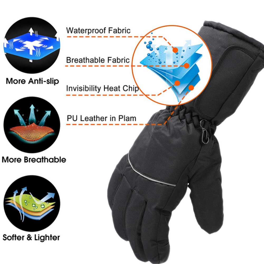 Elektrisch beheizte Handschuhe Wiederaufladbar Batteriebetrieben Einstellbare Temperatur Thermohandschuhe LEU Stecker