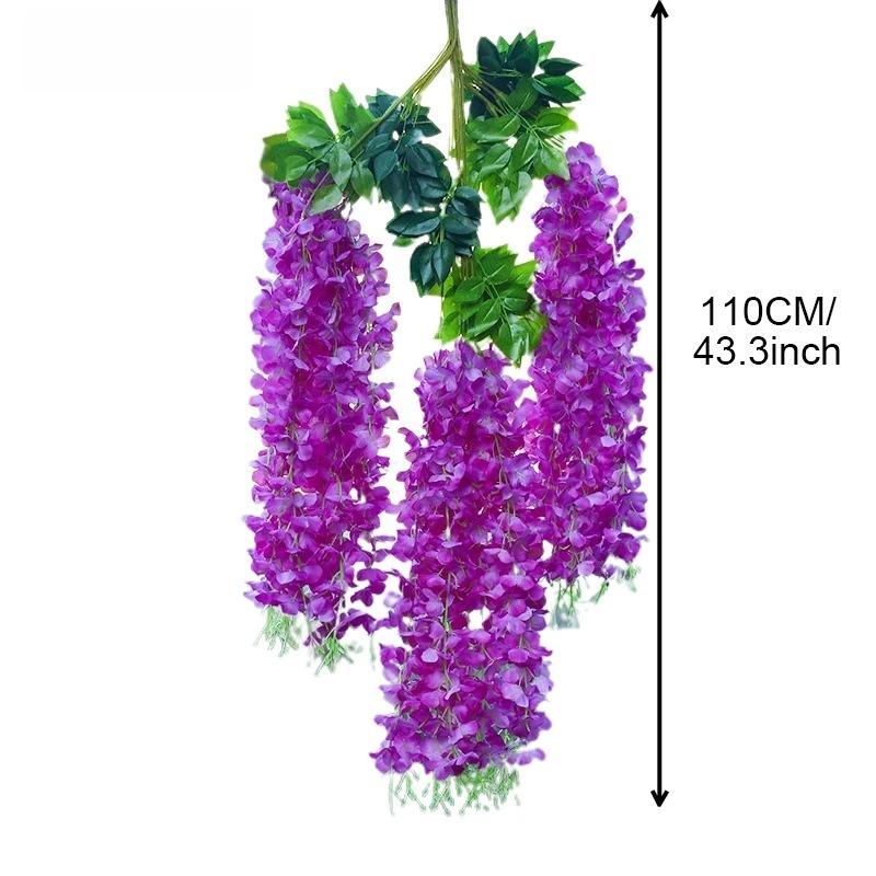 12pcs Fashion Wisteria Artificial Flowers Vine Wreath Wedding Arch Decoration Leaf Rattan Trailing Silk Flower Ivy Wall Decor