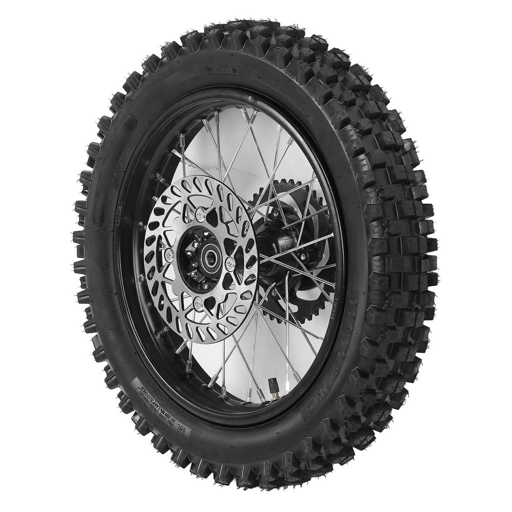 14in Rear Wheel Rim Tire Assembly with Rotor and Sprocket 90 100 14 15mm Shaft Enhanced Grip Replacement for Tao Kayo