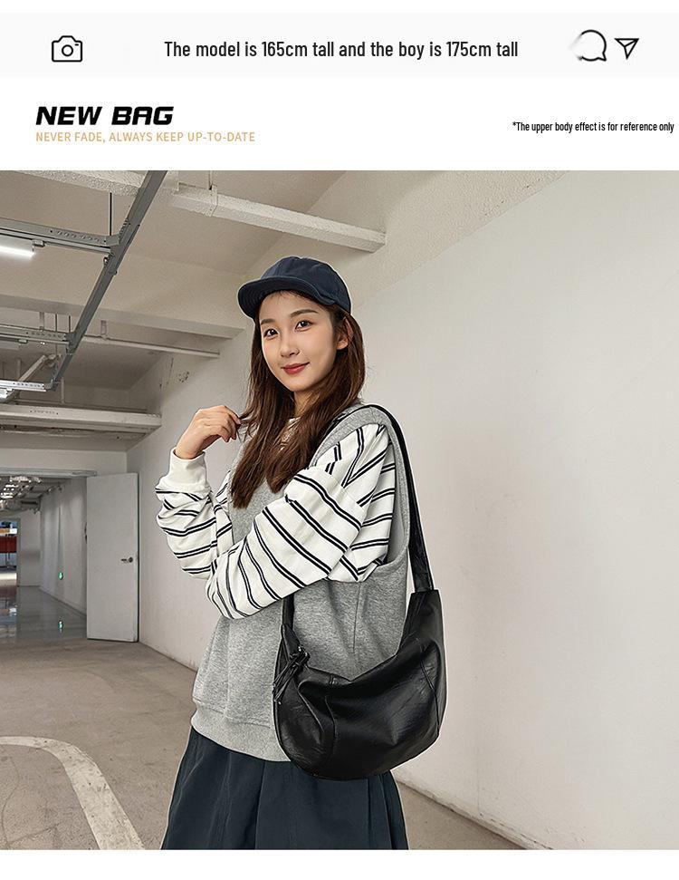 Leather Koreanstyle Croissant Soft Large Crossbody Bag For Men Retro Fashion Trend