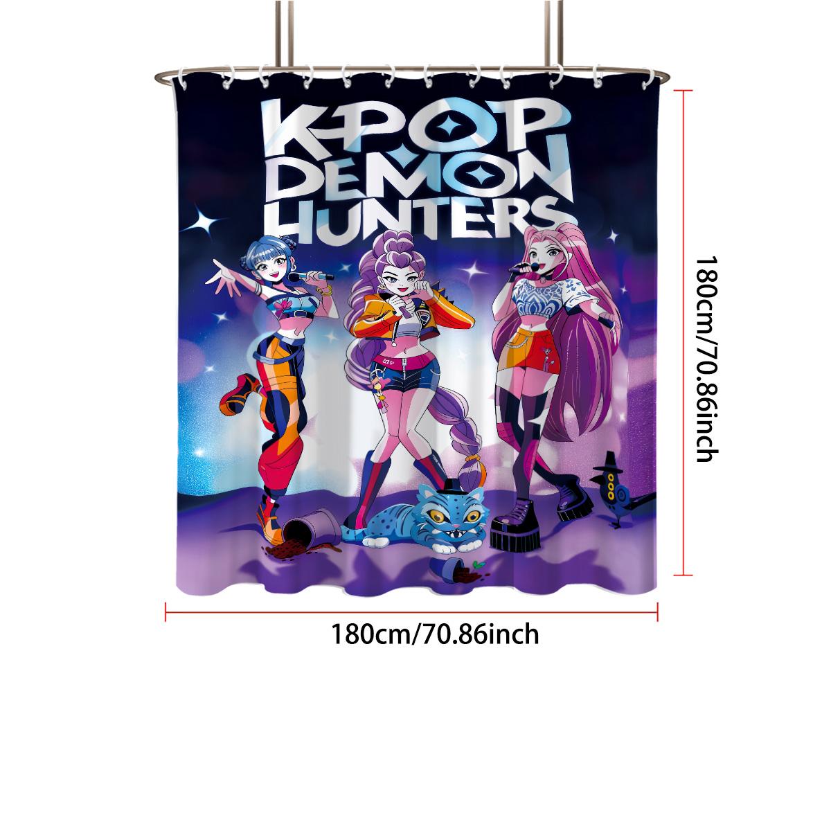 

1Pc K-Pop Demon Hunters Printed Waterproof Shower Curtain Multi Size Privacy Hanging Curtain With 12 Hooks Easy Installation 90x180cm