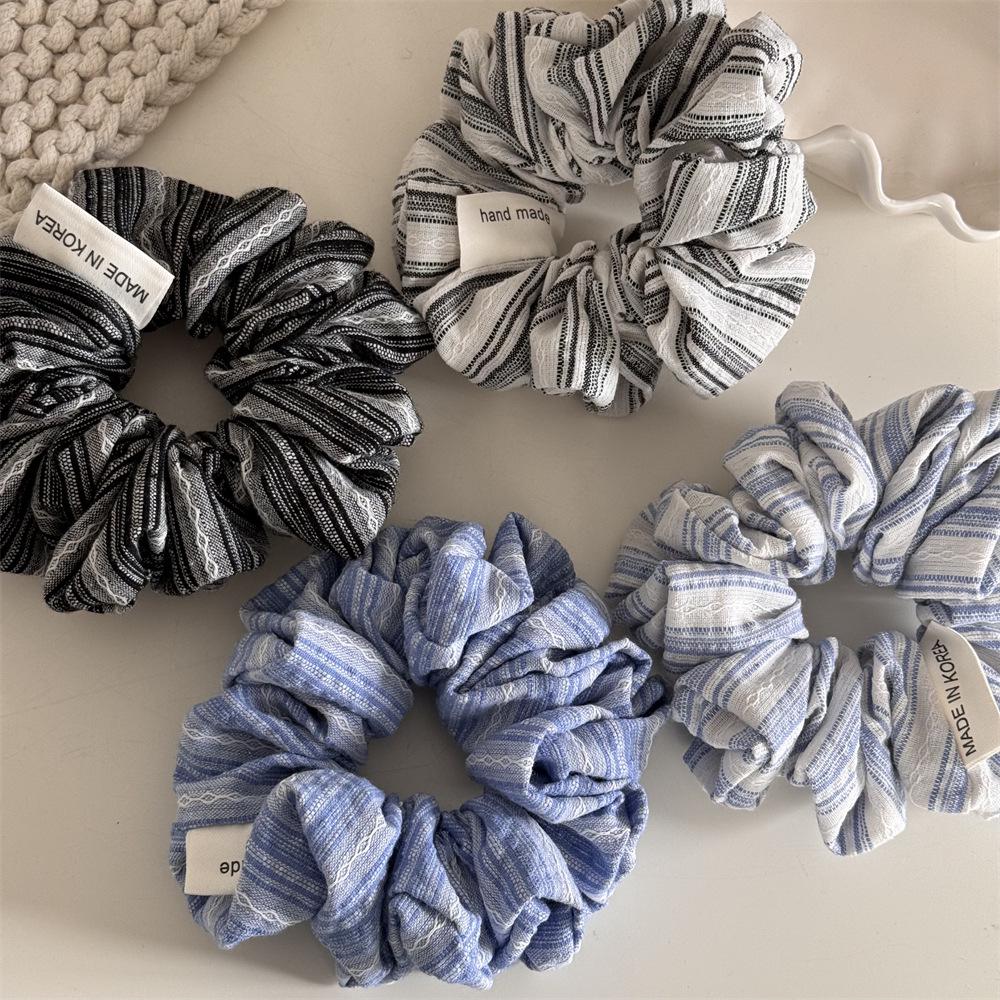 Fresh Sea Salt Striped Large Intestine Hair Tie - Versatile School Style Accessory