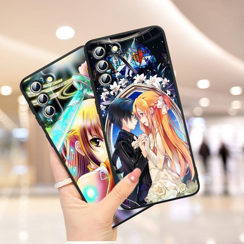 Anime Schwert Art Online SAO Handyhülle für Samsung S23 S22 S21 S20 S10 S8 Note 20 A9 A73 A71 A53 A33 Ultra Plus FE Schwarz