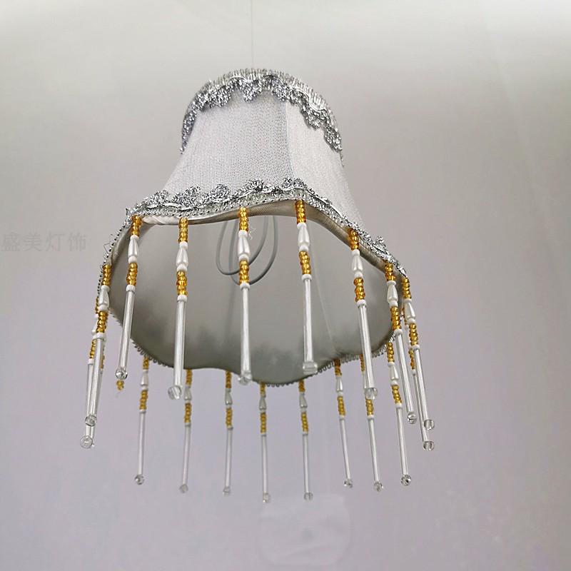 European Crystal Chandelier Fabric Lampshade, Clip-On, E27 Large Base, E14 Candle Bulb, Wall Light Shell Shade