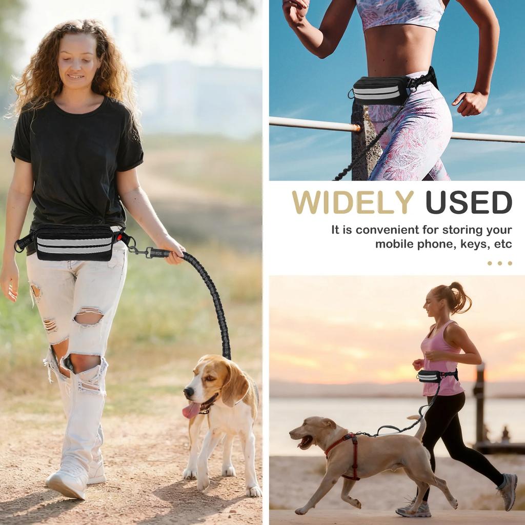 Smycz dla psa Hands Free Nylonowa Elastyczna Smycz do Biegania z Paskiem na Biodra i 1 Rolką Worków na Odchody Odblaskowa Smycz Biodrowa dla Psa Akcesoria dla Zwierząt