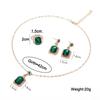 Green Color Square Crystal Stone Jewelry Set Classic Fashion Retro Earrings Necklace Bridal Birthday Girl Gift Wedding