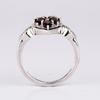 Garnet Floral Cluster Ring, 925 Sterling Silver, White Topaz Accents, January Birthstone