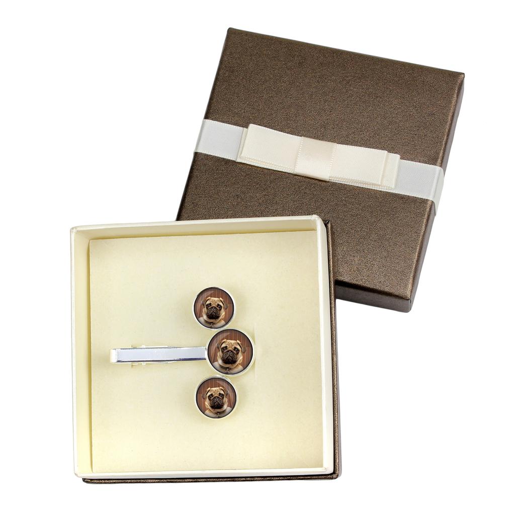 Pug - cufflinks and tie with your photo, a suit decoration, men's jewelry from the Art-Dog brand.