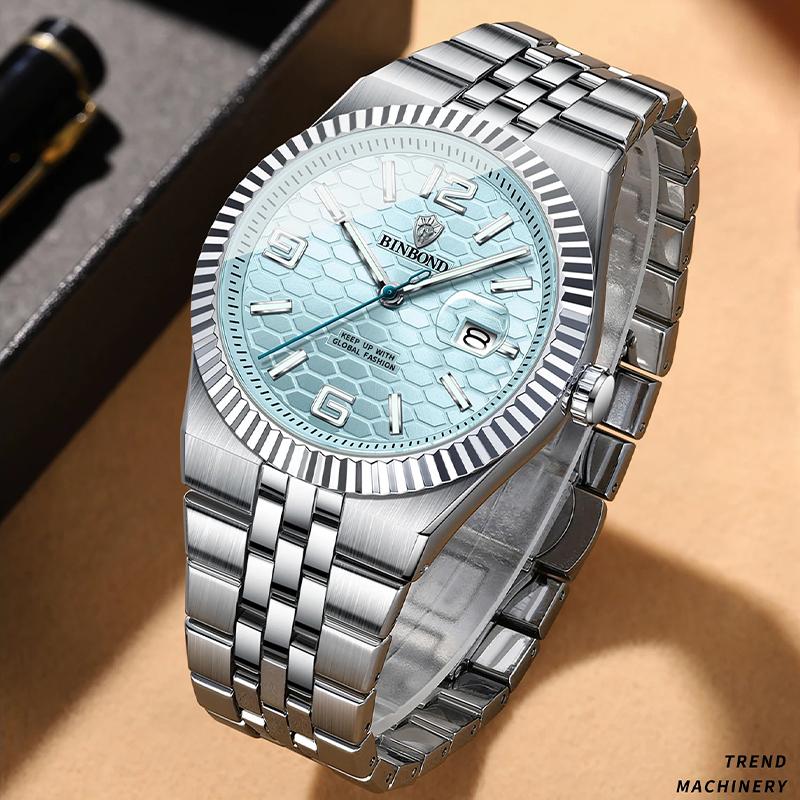 Ceasuri de lux cu cuarț pentru bărbați, cadouri de afaceri, ceas pentru bărbați, rezistent la apă, luminos, dată, săptămână, ceas de mână din oțel inoxidabil, masculin
