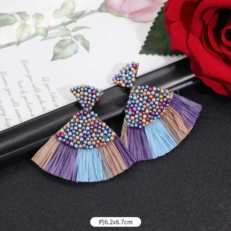 Vintage Urlaubs Rattan Bast Ohrstecker Weiblichkeit Strand Ohrringe personalisierte Ohrringe handgemachte Ohrringe