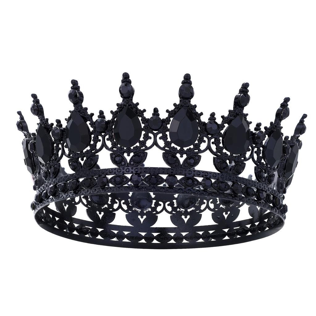 Baroque Round Crown Headwear European Style Bride's Wedding Dress Birthday and Coming of Age Gift Round Alloy Crown Hair Accessory