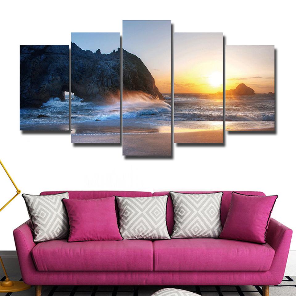 

Плакат с большими валунами на восходе солнца, 5 шт., современный домашний декор для стен, холст, картина, HD печать, картина на холсте для гостиной 20x35cm*2 20x45cm*2 20x55cm*1