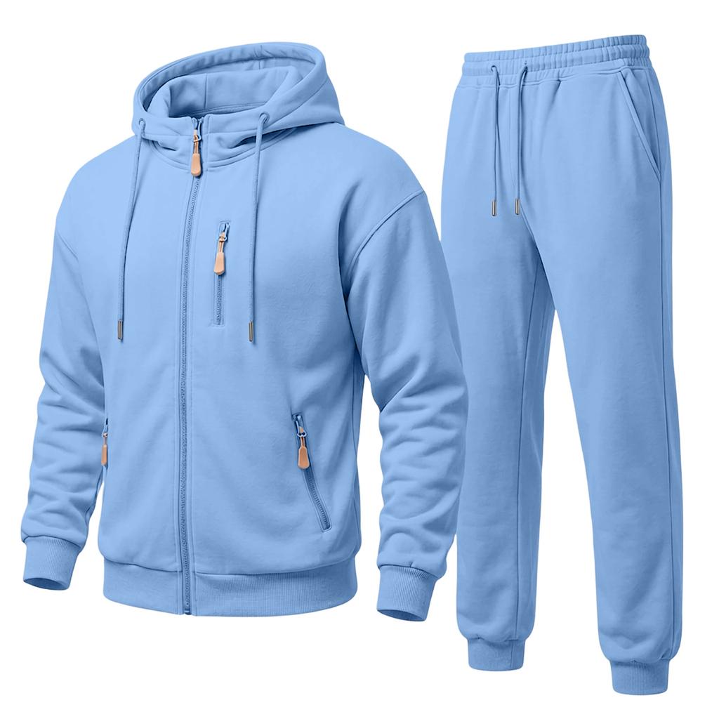 Men's Casual Athletic Track Suit 2 Piece with Hooded Jacket and Jogger Pants, Loose Fit for Fall Winter