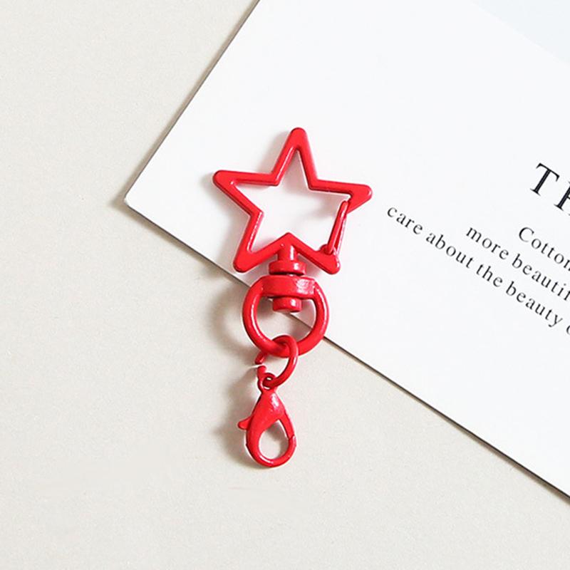 10Pcs Metal Colorful Five-Pointed Star Keychain Keyring Hooks With Lobster Clasp For Diy Craft Jewelry Making Keychain Supplies