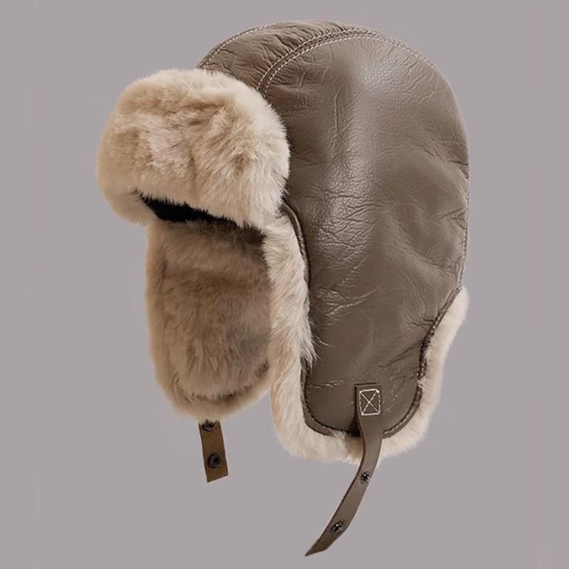 Winter Warme Kunstleder Fliegermütze Mit Fleecefutter Unisex Gehörschutzmütze Skifahren Radfahren Outdoor