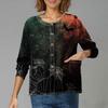 Dámské ležérní oblečení s dlouhým rukávem, jednořadové halloweenské oblečení s potiskem Cardigan Top oblečení Uniformy