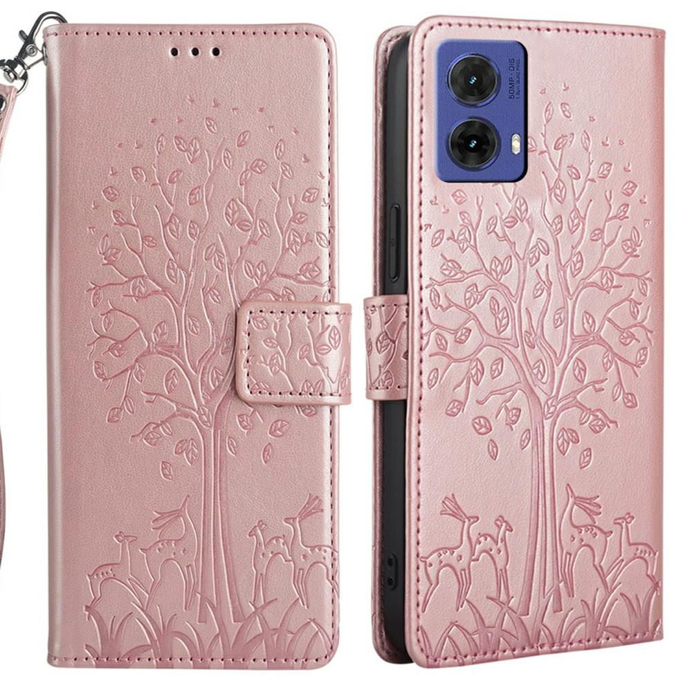 For Motorola Moto G85 5G/S50 Neo 5G Case PU Leather Wallet Phone Cover Tree Deer Imprinted