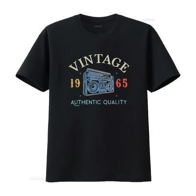 Womens 58 Years Old 1965 Vintage 58Th Birthday Idea T Shirt Black 2XL Vintage Washed Casual Homme Graphic Streetwear