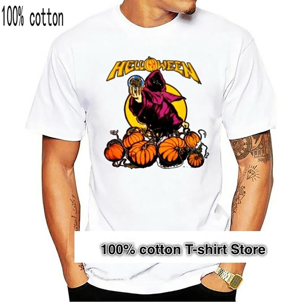 JRJZ Men's Clothing Helloween Pumpkin Free Tour Concert Rock Band Casual Pure Cotton T-Shirt For Men New Fashion T-Shirt #913121