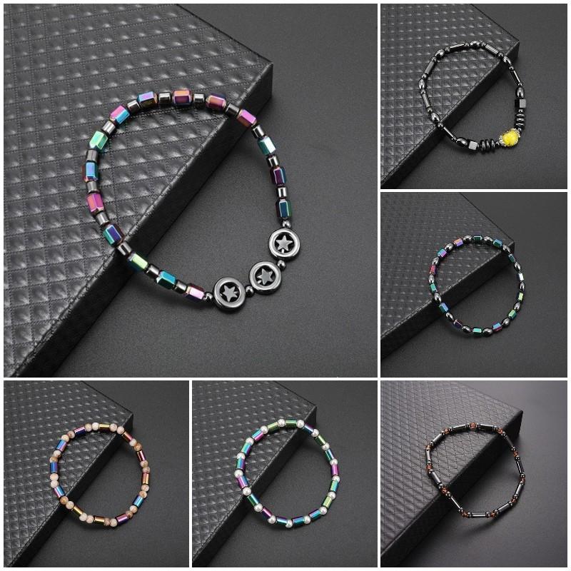 Trendy Weight Loss Magnetic Hematite Round Beads Stretch Anklet Anti-Fatigue Health Care Energy Slimming Anklet Jewelry