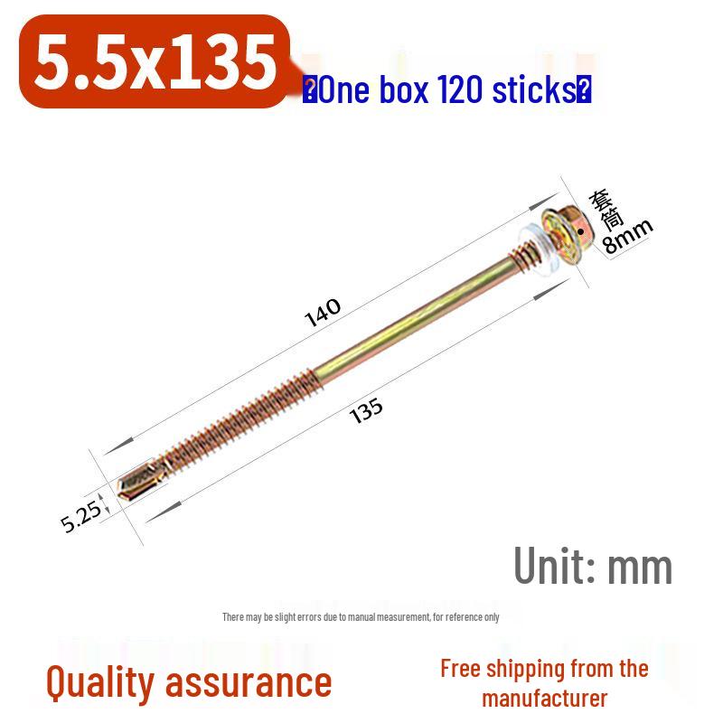 Sechskant-Selbstbohrschraube für Farbstahl und Dachziegel aus Harz mit verlängerter Bohrspitze