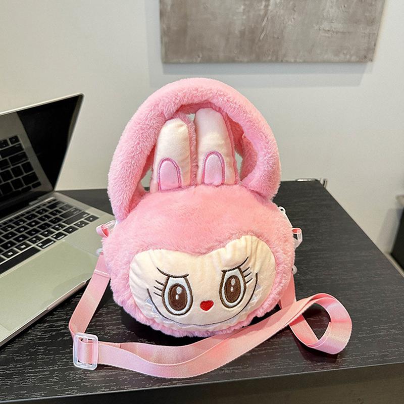 

1 шт. Милая сумочка в виде кролика с длинными ушами и большим ртом, мультяшная аниме, плюшевая игрушка-кукла, сумка через плечо Labubu, универсальный подарок для девочки розы красного