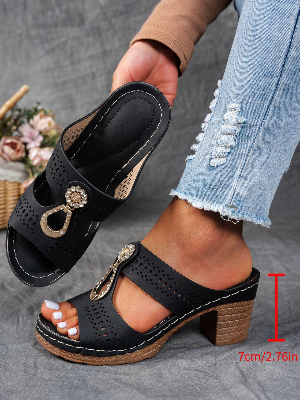 Breathable Shoes, Slippers, Women s Shoes, High-heeled Sandals 36 чёрный