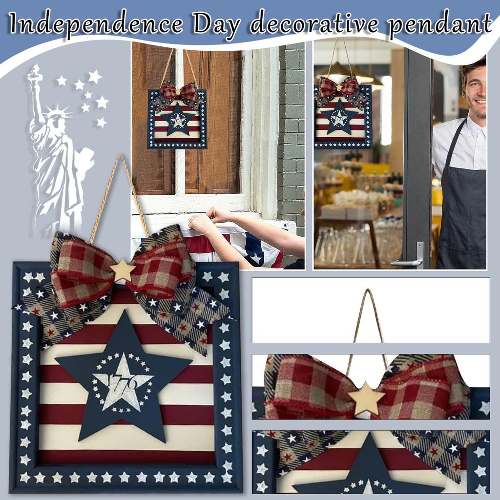 Unabhängigkeitstag Türschild Anhänger, Heim Holzhandwerk, Türschild Dekoration, Kranz