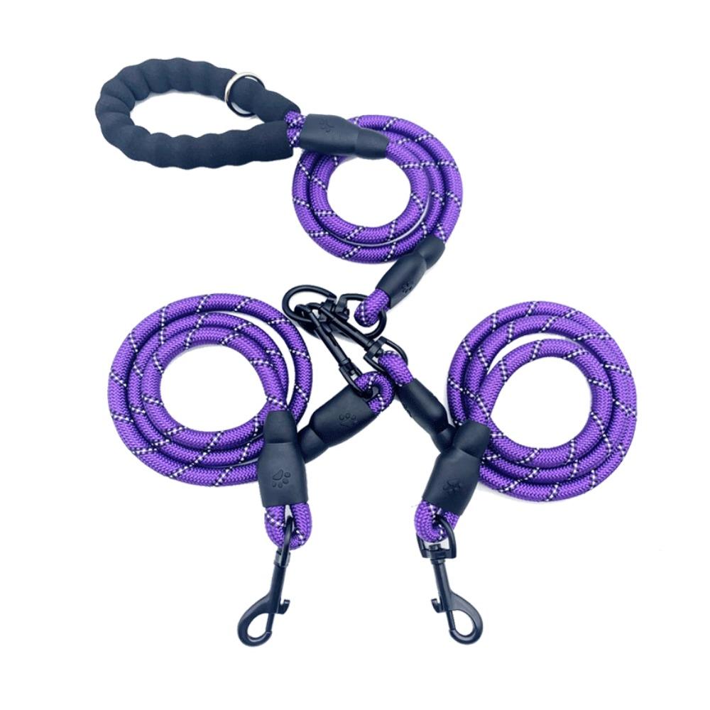 Medium and large dog dog leash Double dog double head reflective one drag 23456Multi dog leash