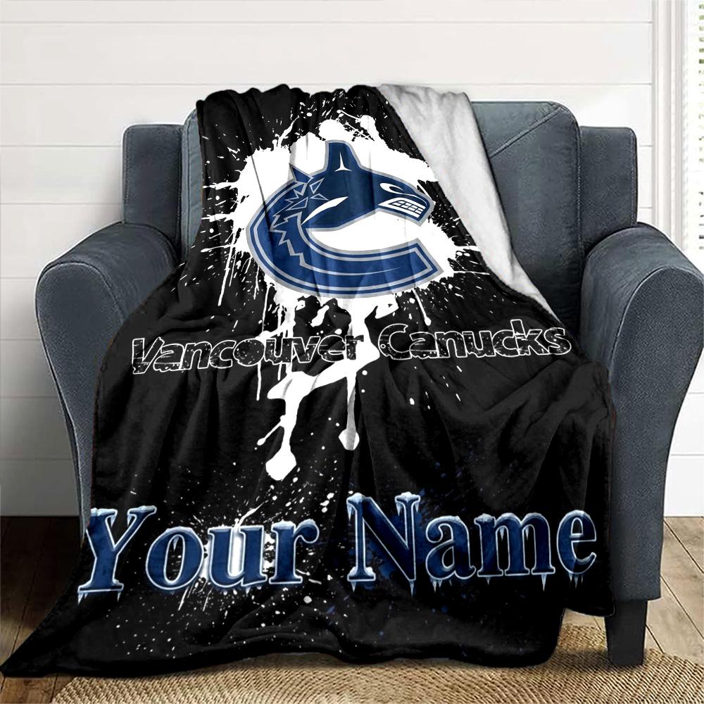 Name Custom Vancouver Canucks Print Flannel Blanket High Quality Warm Comfortable Cover for All Seasons Perfect for Gifts Home Decor