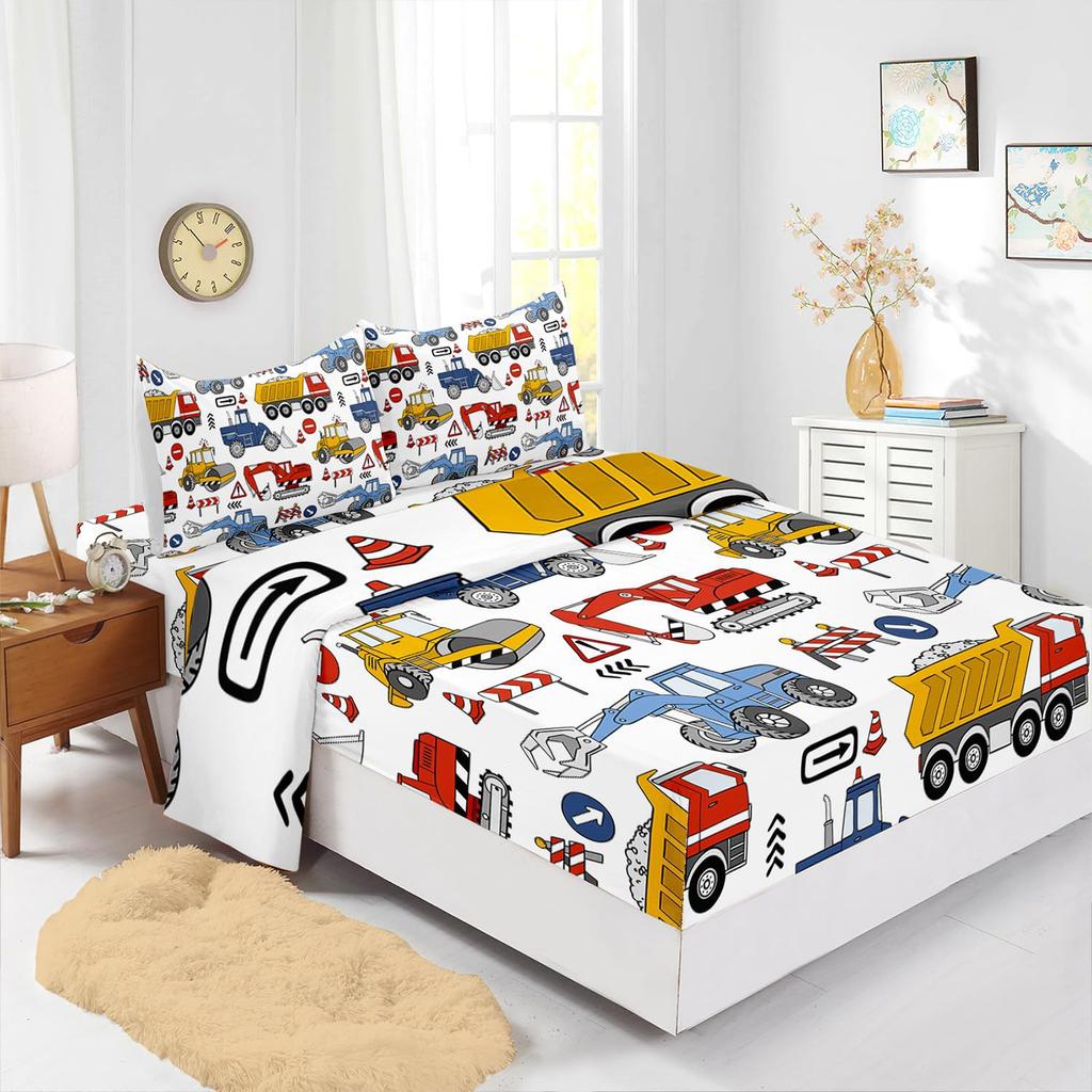 Cute Christmas Cat Pattern Bed Hat Four-Piece Bedding Set Bedroom Dormitory Bedding Decoration