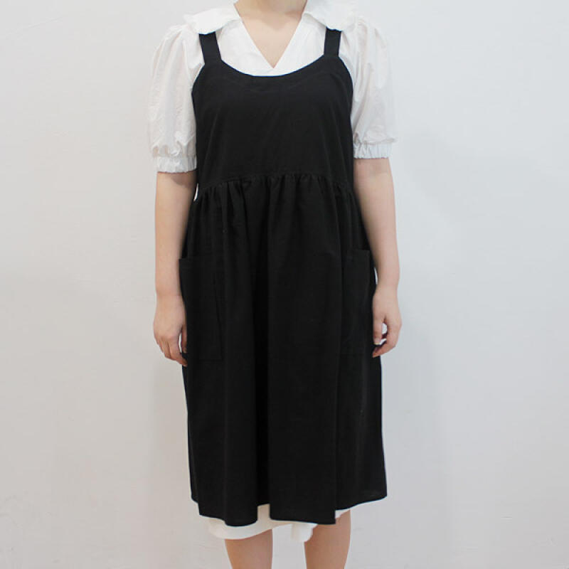 Luna Belle Cotton Linen Apron Black