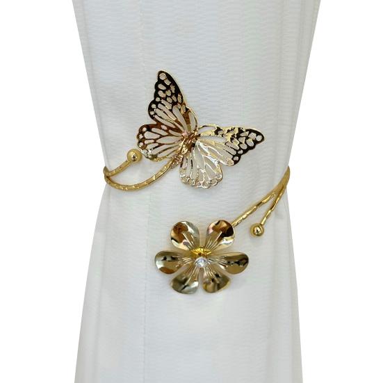 Curtain Buckle Retro Floral Carving Design Butterfly Flower Shape Curtain Fasteners Artistic