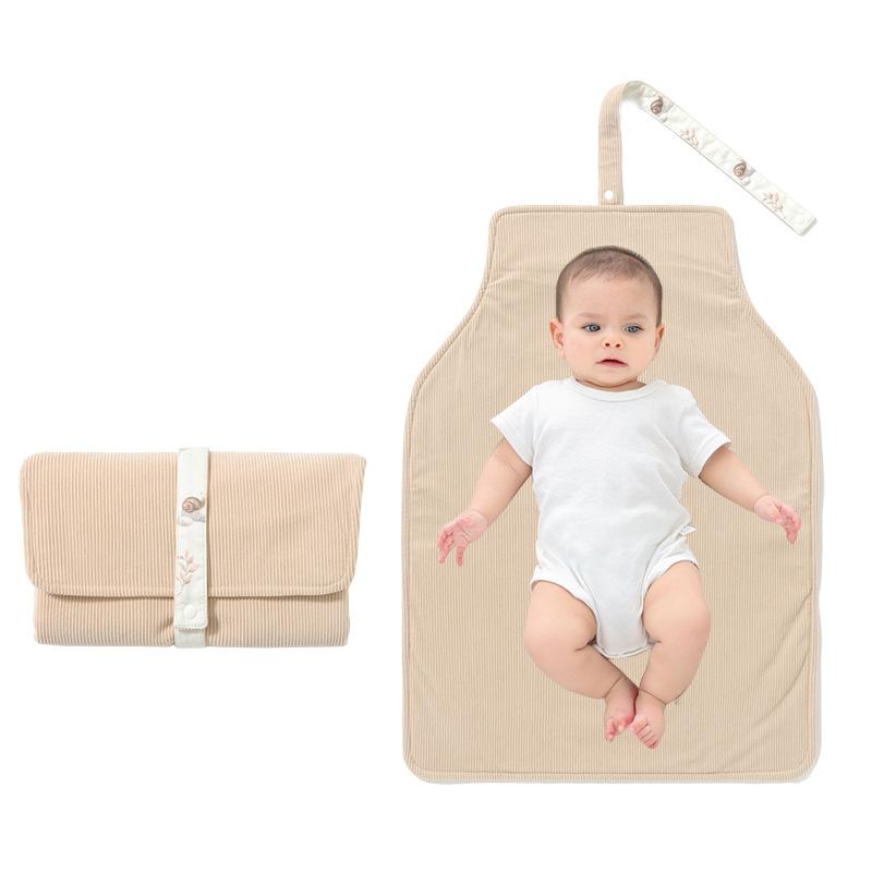 Multi-Functional Diaper Pad Travel Portable Baby Changing Pad Stowable Waterproof Corduroy Changing Pad Bag Solid Color