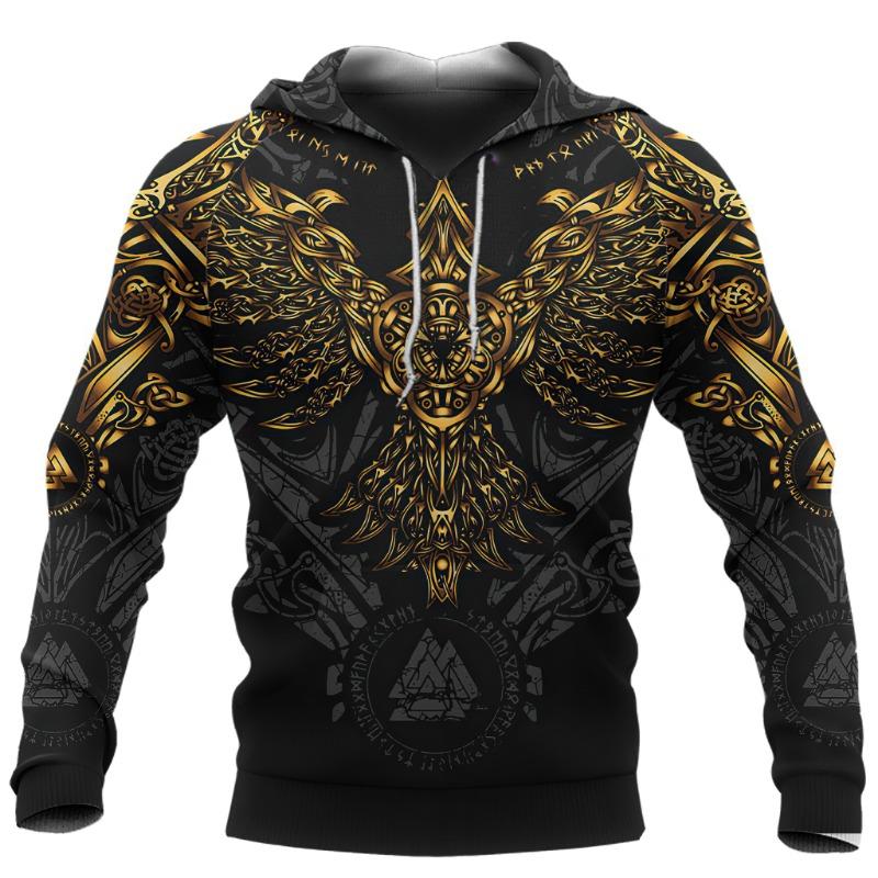 2024 Nuova Felpa con Cappuccio 3d Stampa Viking Harajuku Pullover Felpa con Cappuccio da Uomo Oversize Vintage Abbigliamento Maschile Autunno Manica Lunga