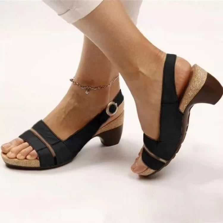 Wish Spot Independent Station Foreign Trade Supply Large Size Women's Wedge Heel Sandals Low Heel Spring and Summer Casual Women's Shoes