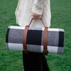 Foldable Travel Picnic Mat Thick Leather Strap Picnic Blanket Portable Moisture Proof Mat